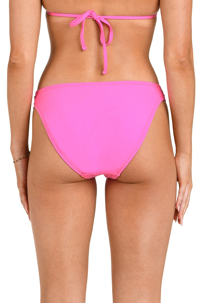 Solid Shirred Side Bikini Bottoms, Alternate, color, POP PINK