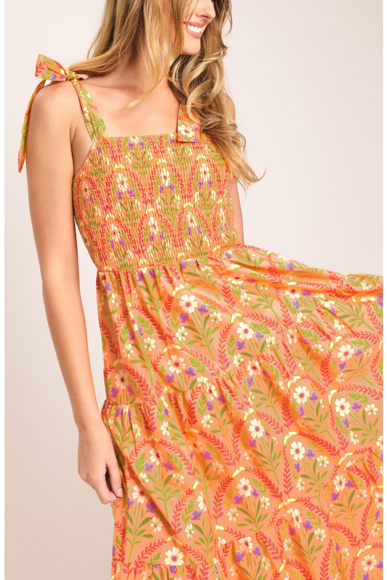 Smocked Maxi Dress, Alternate, color, ORANGE