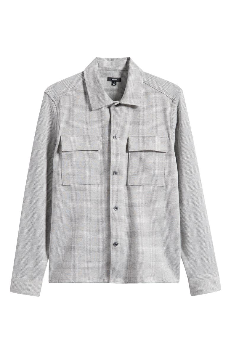 Reiss Laroy Grey Glen Check Button-Up Overshirt, Alternate, color, Soft Grey