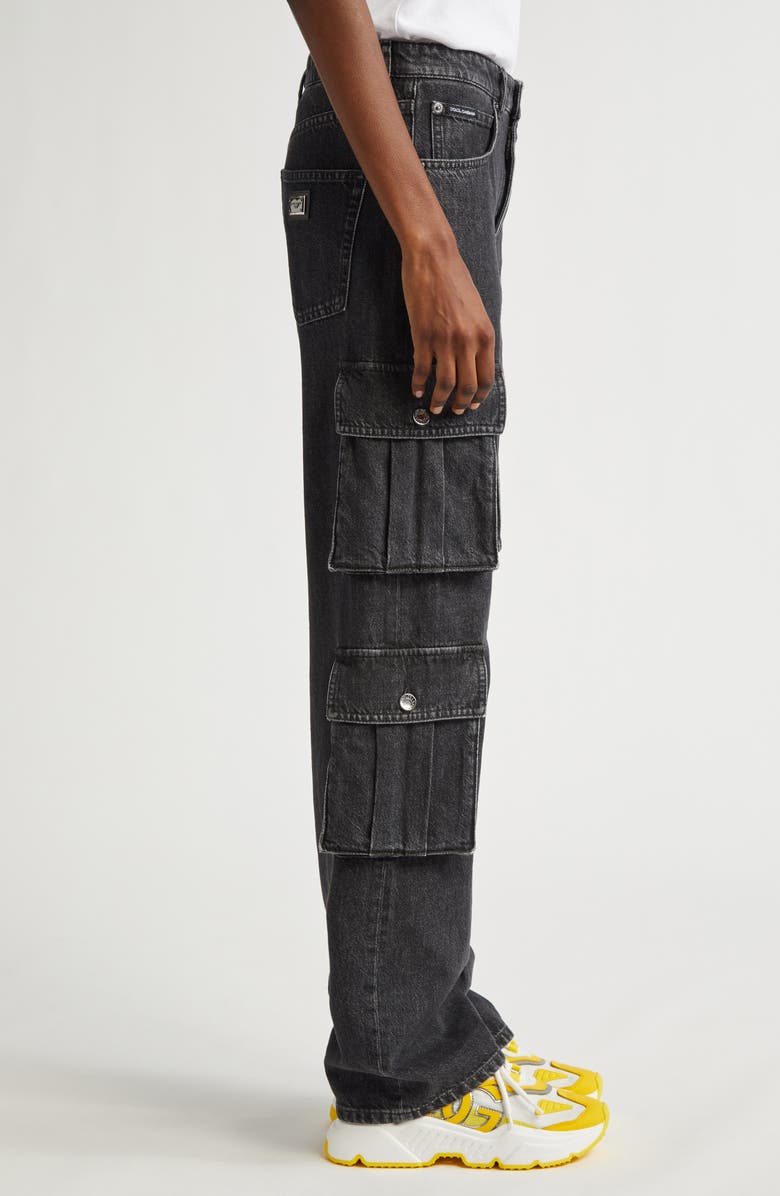 Dolce&Gabbana Denim Wide Leg Cargo Pants, Alternate, color, 