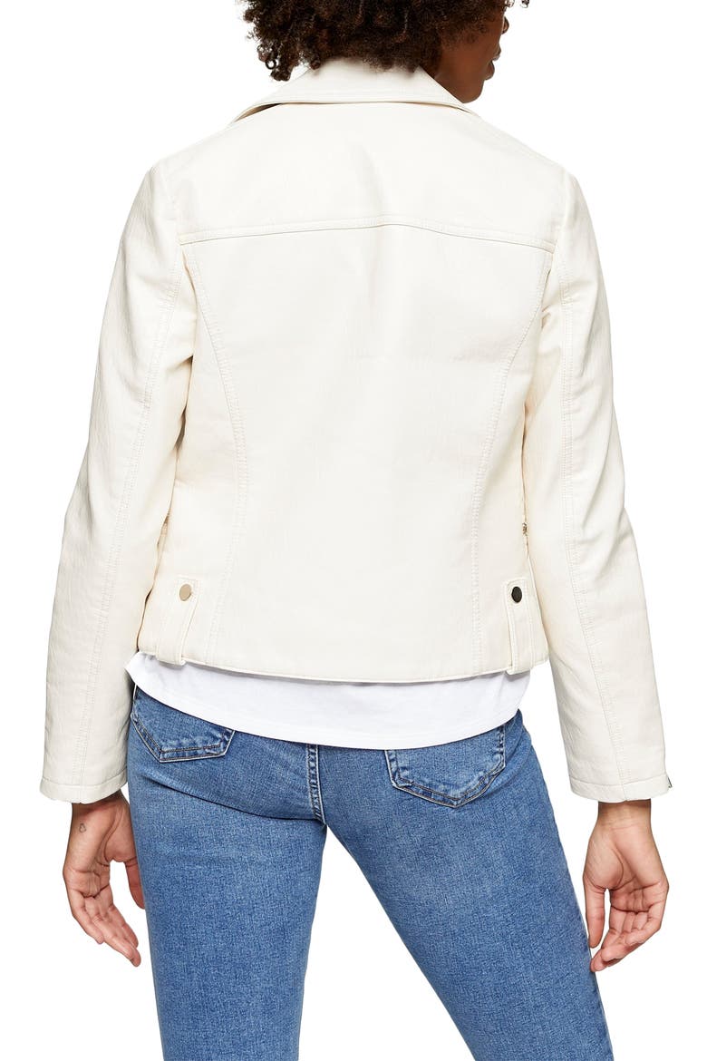 Fred Faux Leather Biker Jacket, Alternate, color, ECRU
