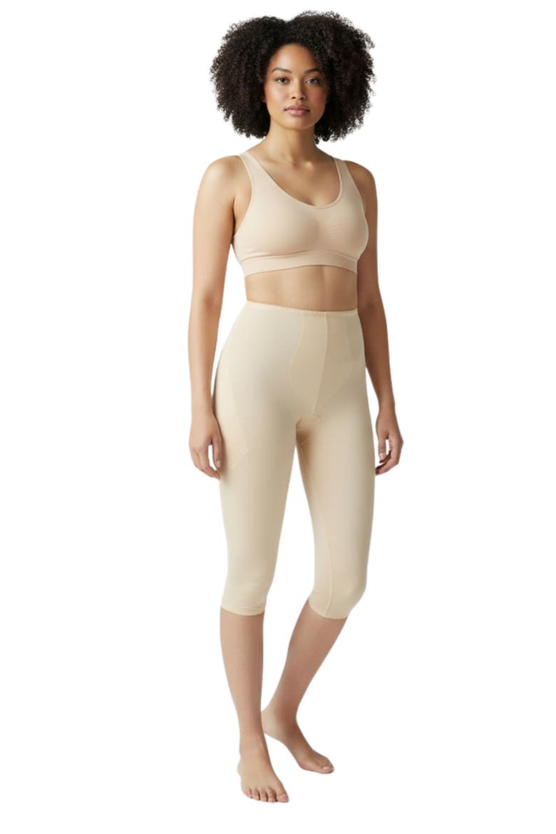 Light Shaping Capri Pant Liner With Satin 4-Way Stretch, Alternate, color, Beige