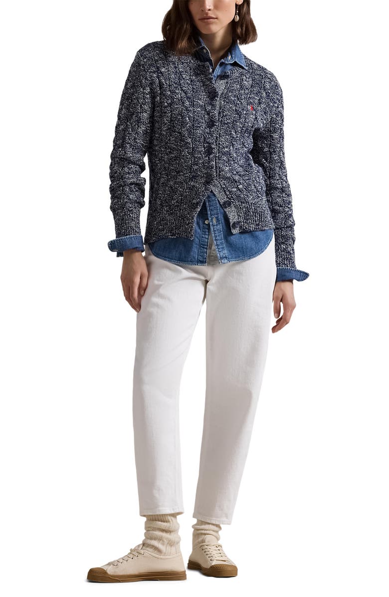Polo Ralph Lauren Cable Stitch Cotton Cardigan, Alternate, color, 