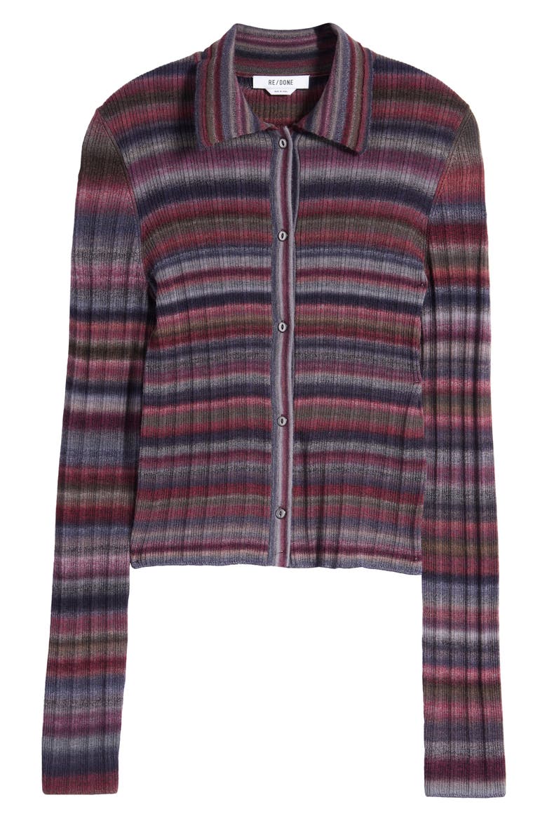 Rib Wool Polo Cardigan, Alternate, color, LAVENDER COMBO