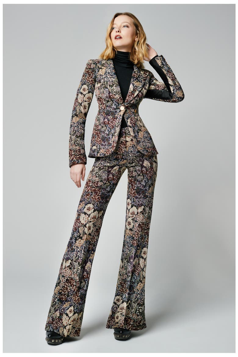 Floral Blazer, Alternate, color, MIDNIGHT TAPESTRY W/ BLACK