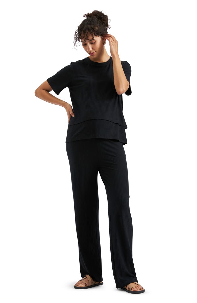 Ripe Maternity Mike Rib Nursing Top, Alternate, color, Black