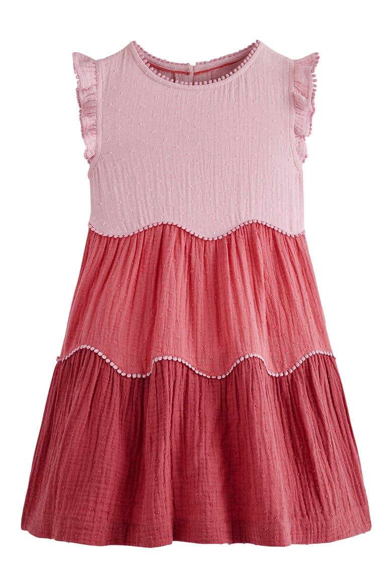 Kids' Double Cotton Gauze Tiered Dress, Main, color, SPRING BLOSSOM COLOUR BLOCK