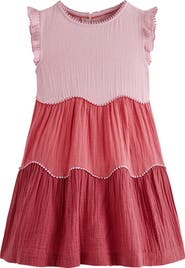 Mini Boden Kids' Double Cotton Gauze Tiered Dress