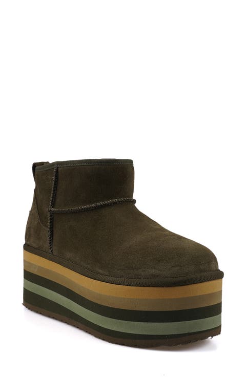 Bliss Faux Shearling Platform Bootie (Women)