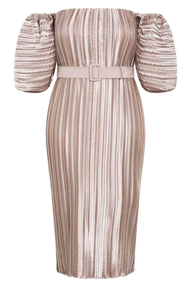Krista Off the Shoulder Midi Dress, Alternate, color, CHAMPAGNE