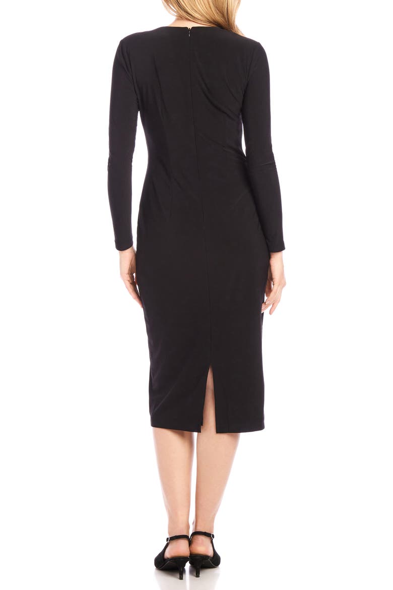 Ginger Twist Long Sleeve Midi Dress, Alternate, color, BLACK