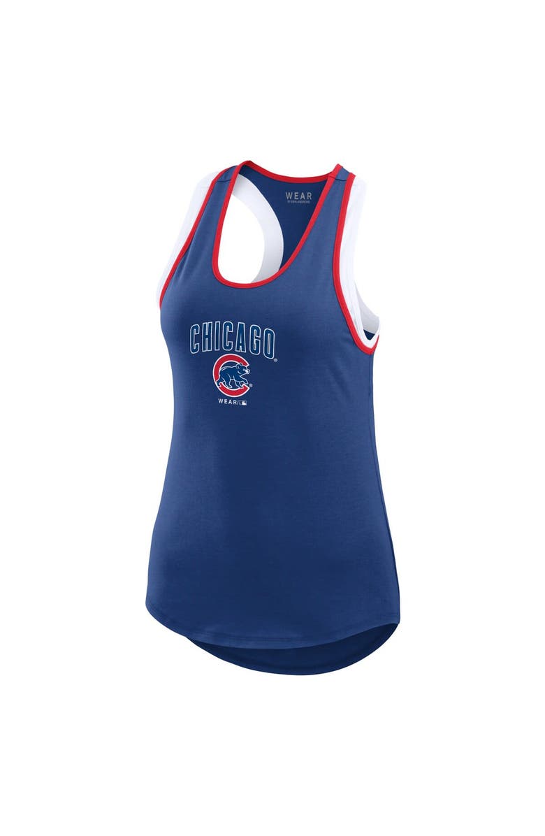 WEAR by Erin Andrews Women's WEAR by Erin Andrews Royal Chicago Cubs Colorblock Racerback Tank Top, Alternate, color, 