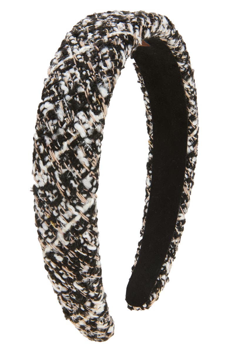 Tasha Padded Metallic Tweed Headband, Main, color, Black Multi