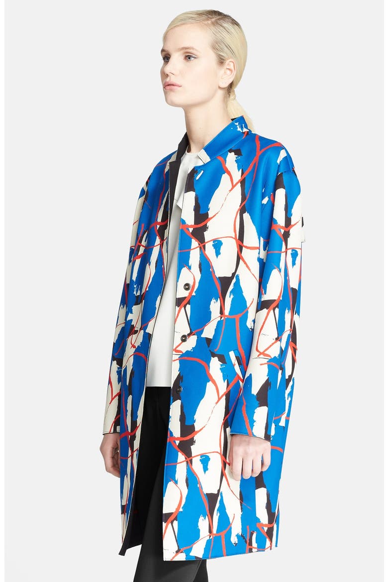 Print Neoprene Coat, Alternate, color, BLEU