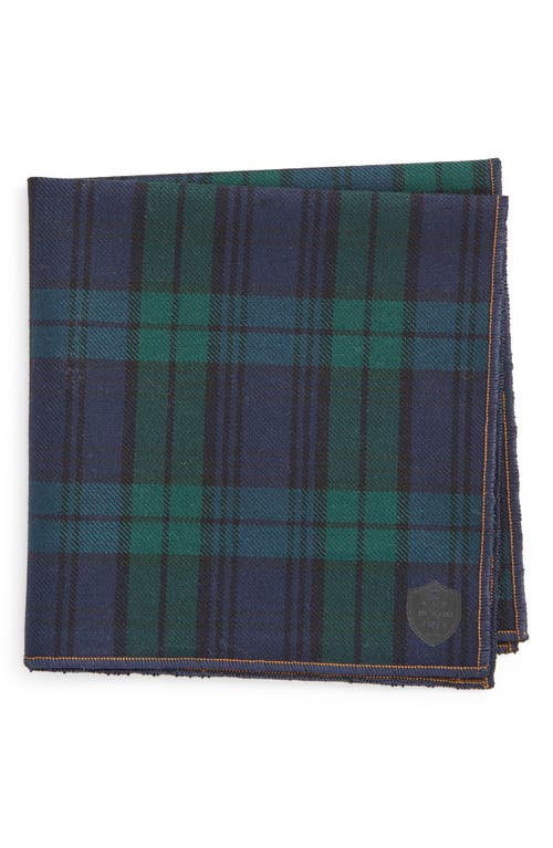 Clifton Wilson Plaid Wool Pocket Square In Blue