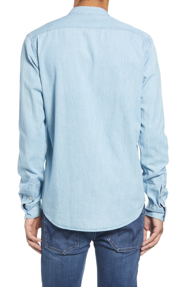 Scotch & Soda Trim Fit Band Collar Button-Up Shirt, Alternate, color, 