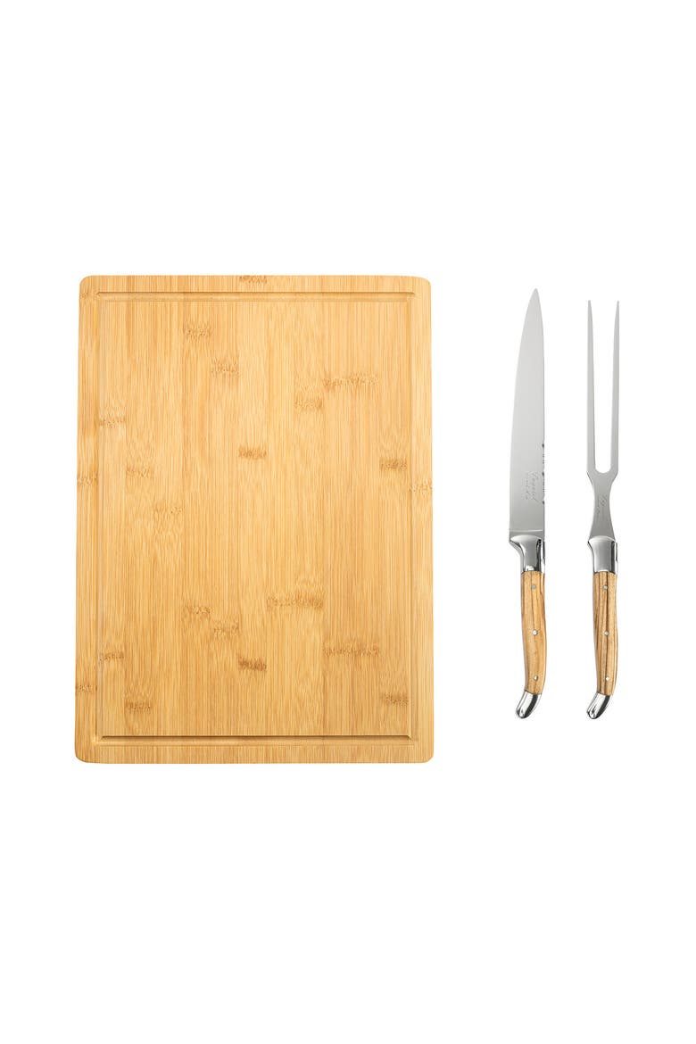 2-Piece Connoisseur Olive Wood Carving Knife & Bamboo Cutting Board, Main, color, OLIVE WOOD