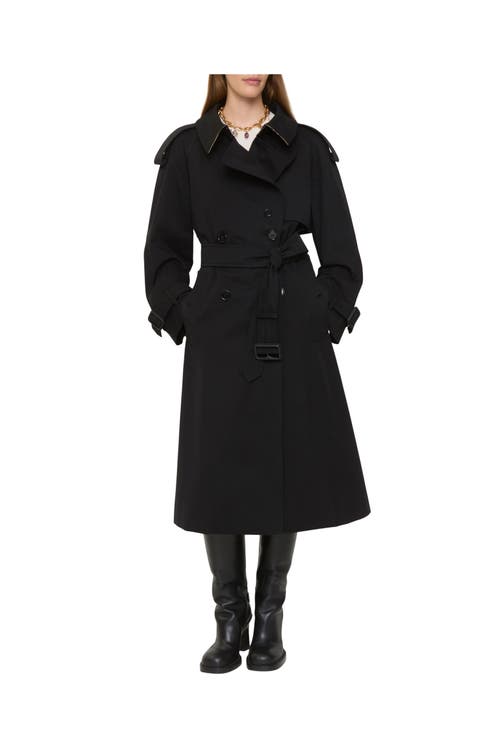 Burberry Long Gabardine Fitzrovia Trench Coat In Black