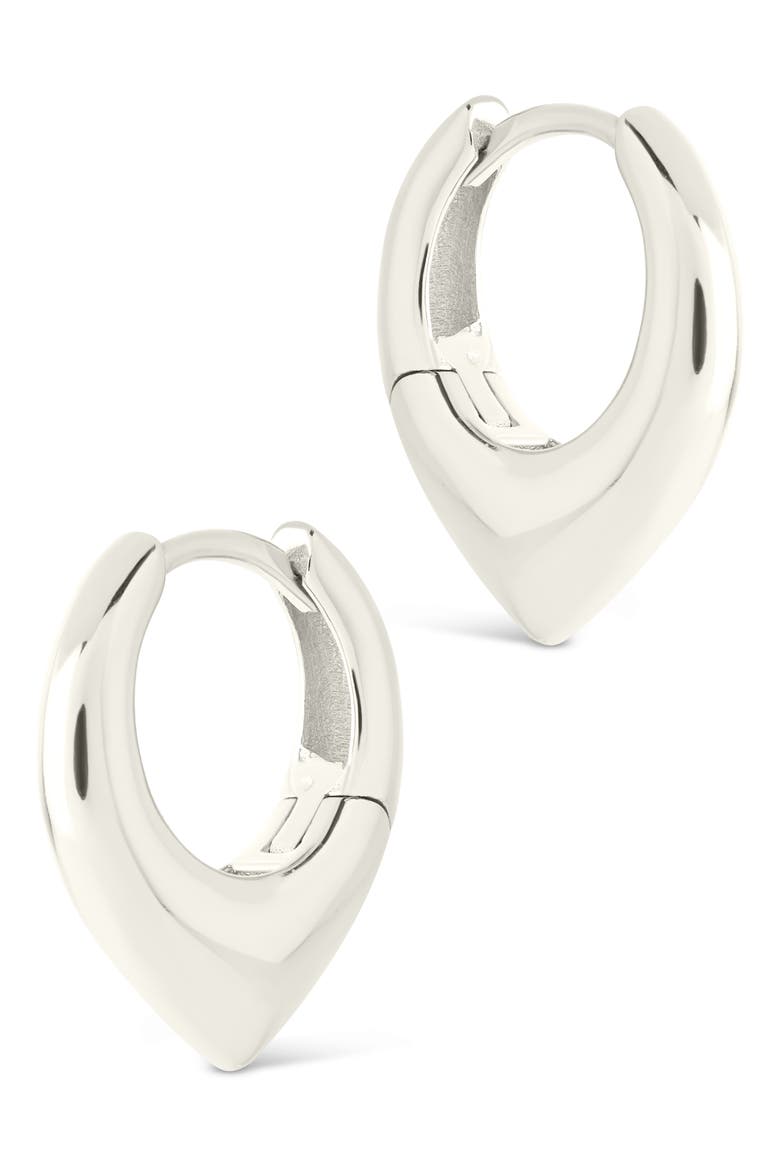 Colby Pointed Teardrop Hoop Earrings, Alternate, color, SILVER