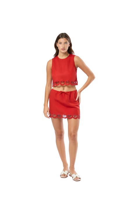 Air Linen Scallop Mini Skirt