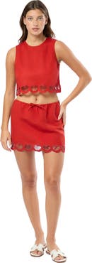 Onia Air Linen Scallop Mini Skirt