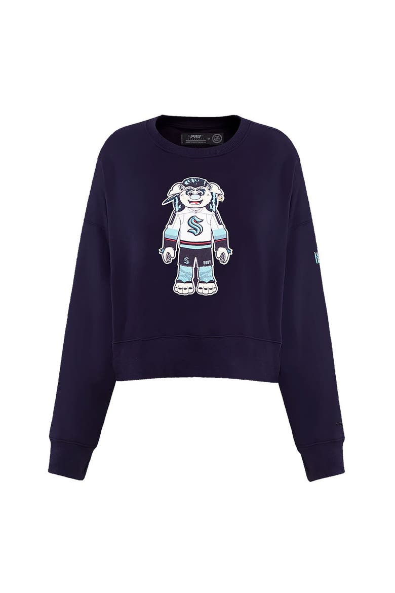 Women's Pro Standard Deep Sea Blue Seattle Kraken Mascot Crewneck Pullover Sweatshirt, Alternate, color, Navy