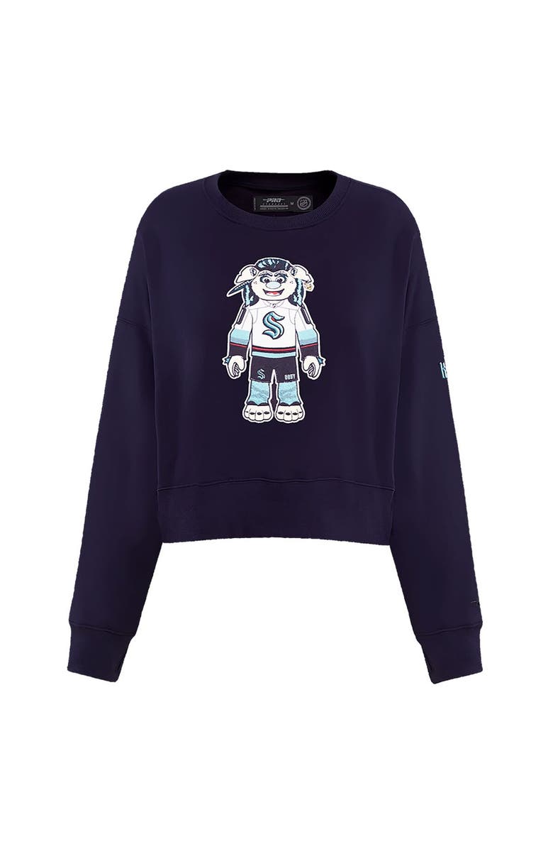 PRO STANDARD Women's Pro Standard Deep Sea Blue Seattle Kraken Mascot Crewneck Pullover Sweatshirt, Alternate, color, Navy