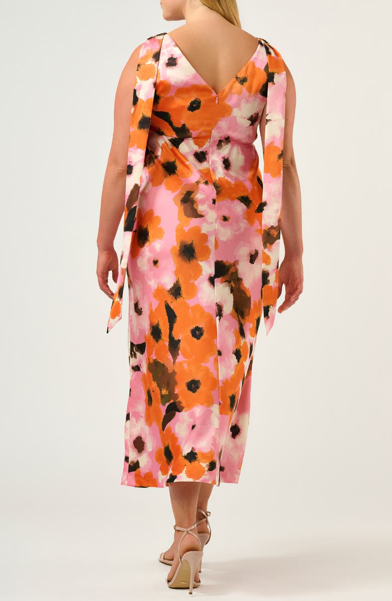 Estelle Freya Floral Print Satin Dress, Alternate, color, Peony/ Mandarin