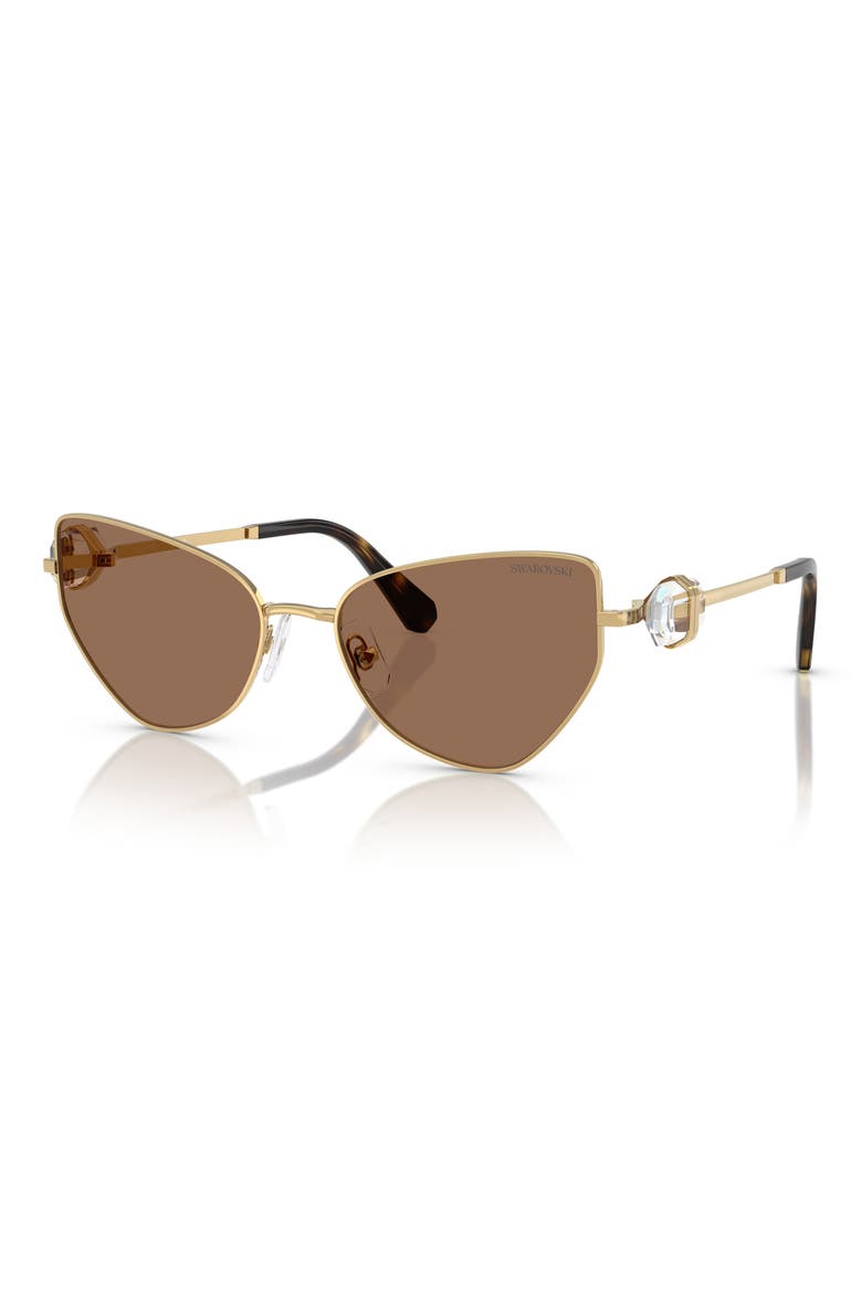 57mm Irregular Butterfly Sunglasses, Alternate, color, GOLD BROWN