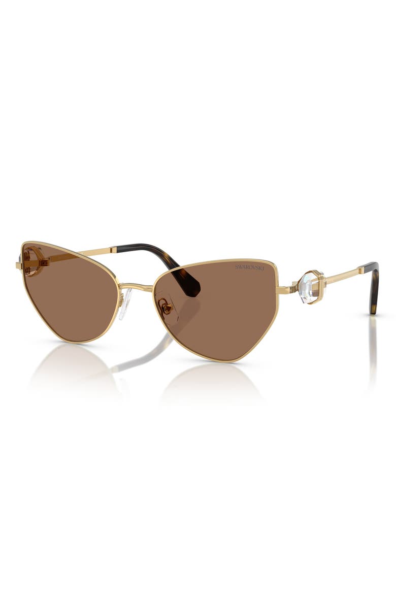 Swarovski 57mm Irregular Butterfly Sunglasses, Alternate, color, Gold Brown