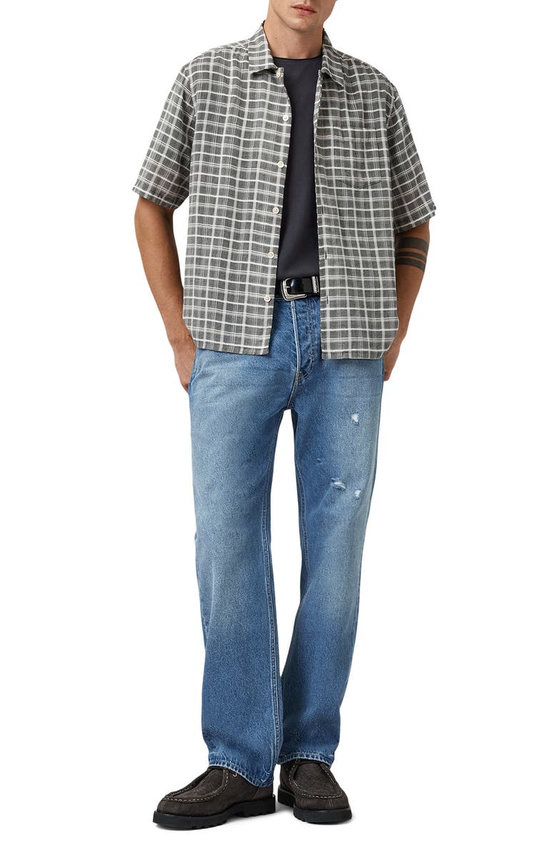 AllSaints Sandy Cotton Button-Up Shirt, Alternate, color, Ebony Grey