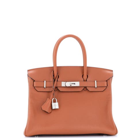 Birkin Handbag Brown Novillo with Palladium Hardware 30