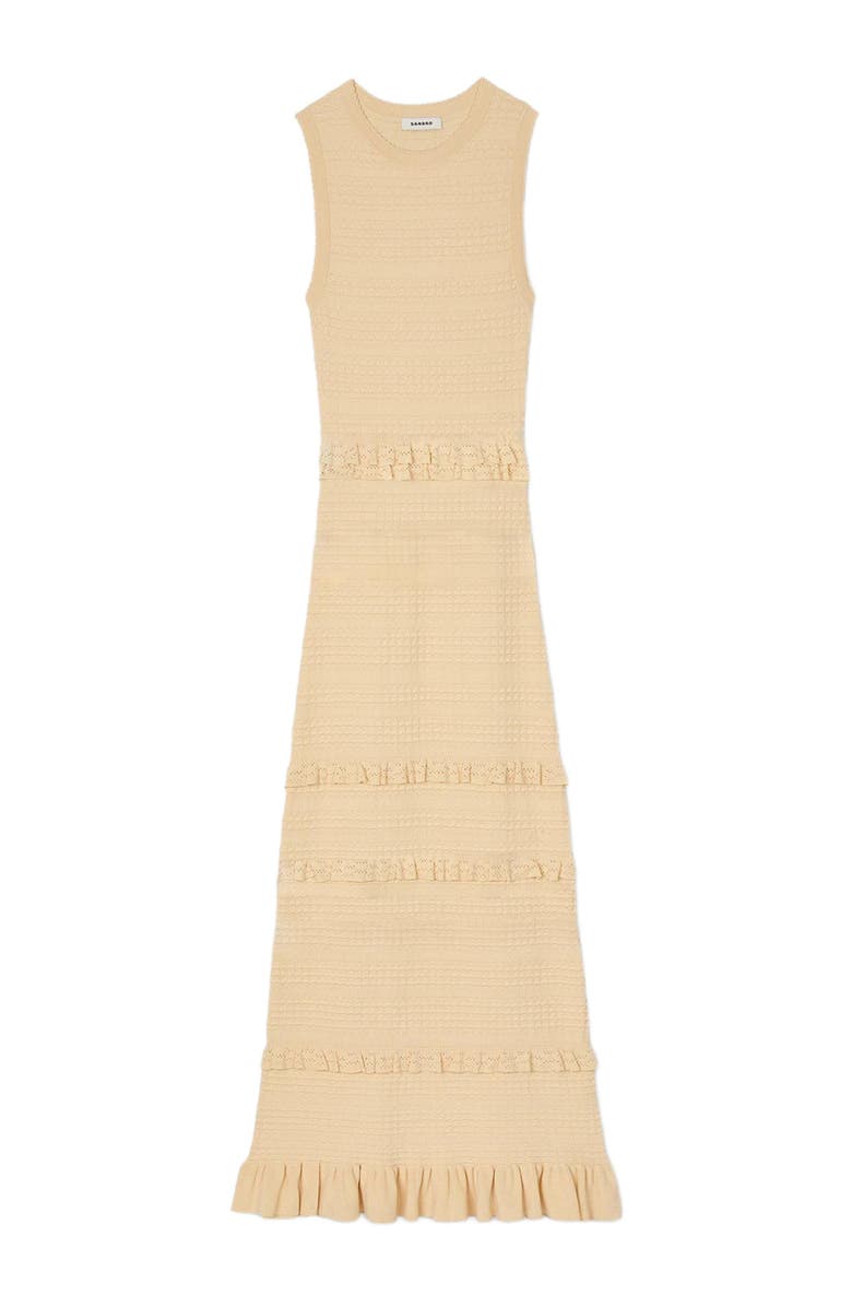 SANDRO Ruffled knit maxi dress, Alternate, color, 