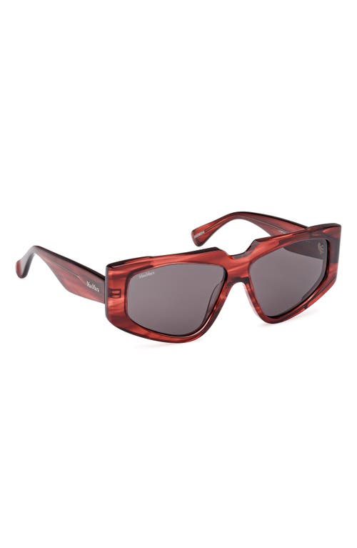 Max Mara 58mm Geometric Sunglasses In Striped Transp Marsala/smoke