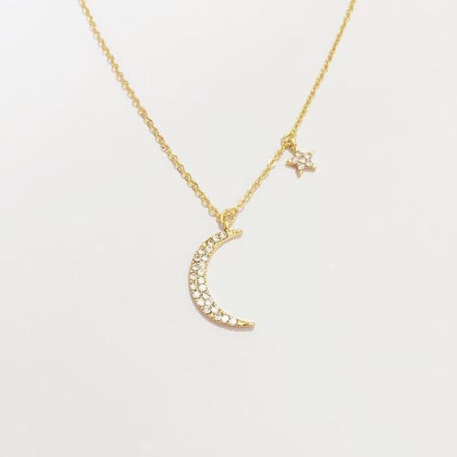 Hollywood Sensation Gold Moon And Star Necklace In Gold