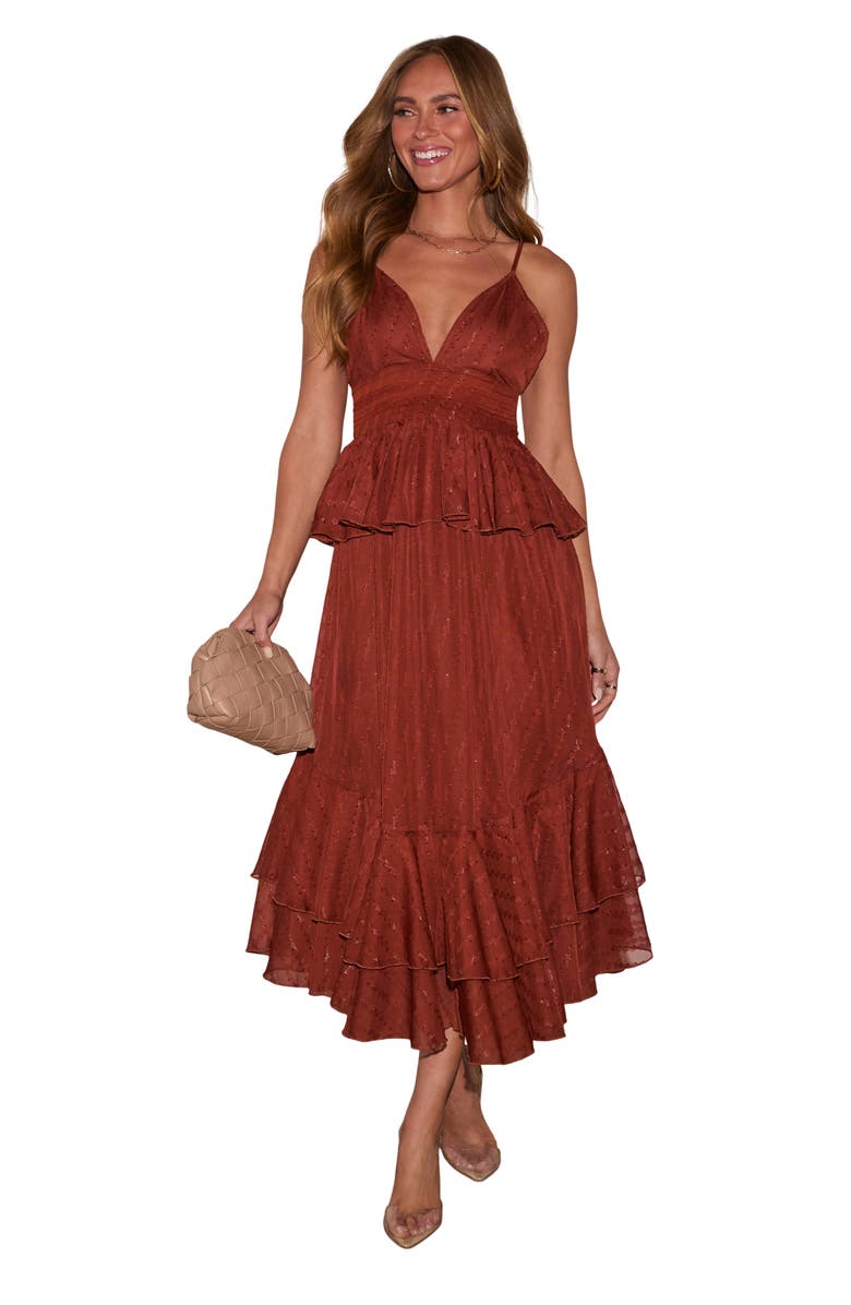 VICI Collection Love Waist Metallic Ruffle Sleeveless Maxi Dress, Alternate, color, 