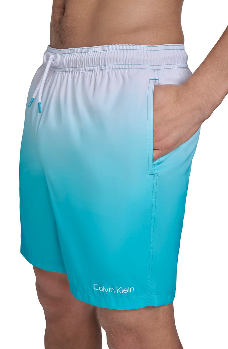 Calvin Klein Sky Gradient Core Volley Swim Trunks, Alternate, color, Atlantis