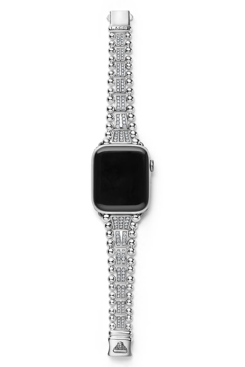 Smart Caviar 20mm Diamond Apple Watch® Watchband, Alternate, color, SILVER
