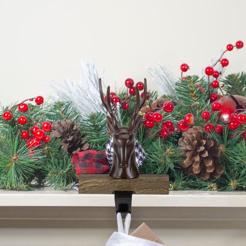 Northlight 7.5" Brown Marbled Buck Deer Head Christmas Stocking Holder In Brown