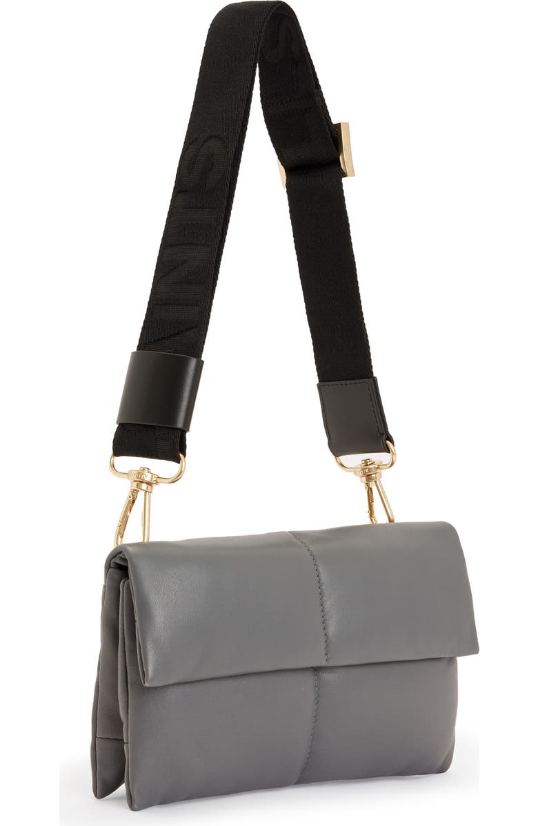 AllSaints Ezra Logo Strap Leather Crossbody Bag, Alternate, color, Slate Grey