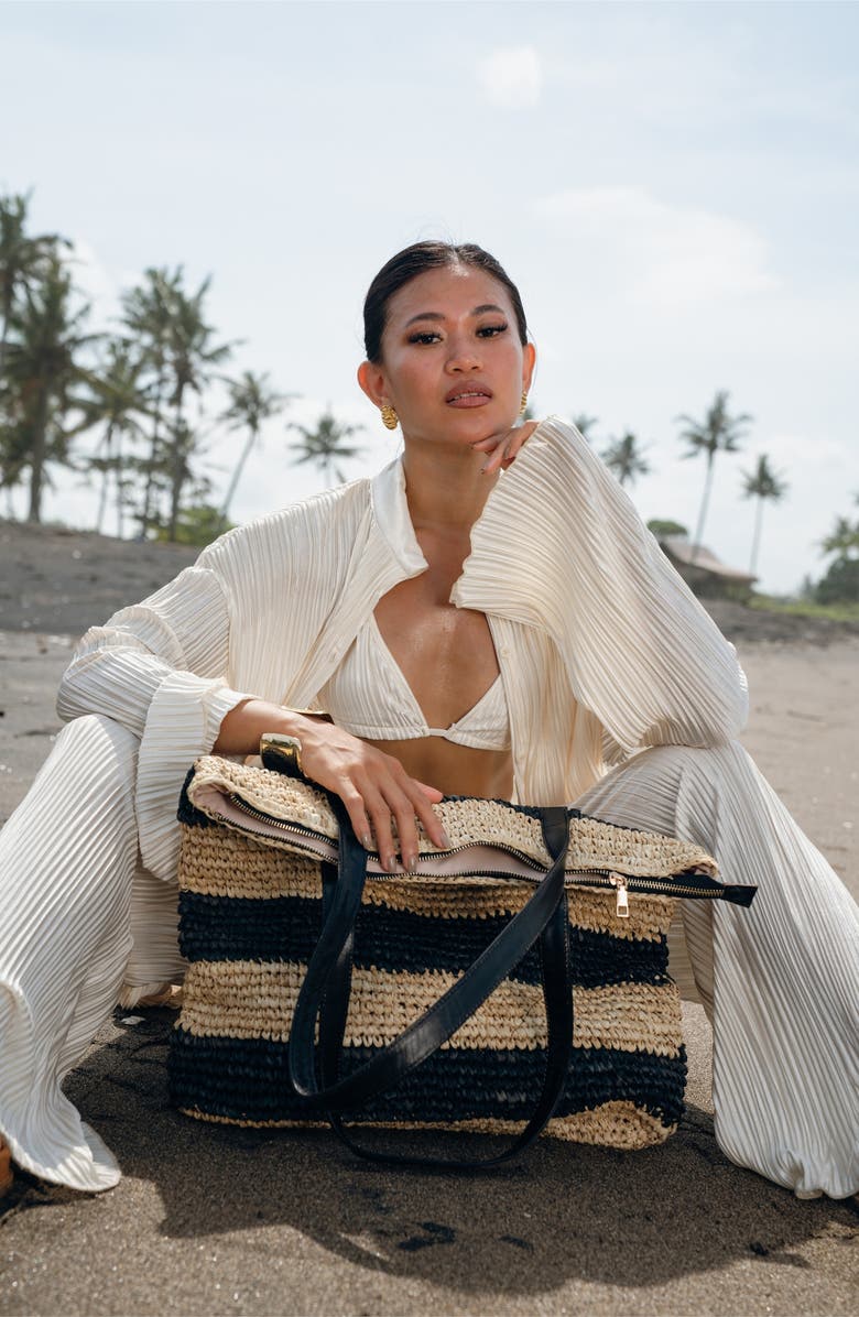 Jelavu Doris Raffia Tote, Alternate, color, Natural / Black