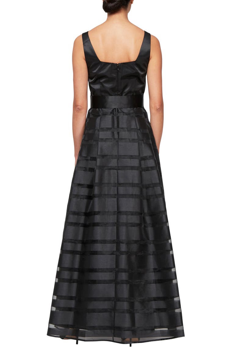 Mixed Media Organza A-Line Gown, Alternate, color, BLACK