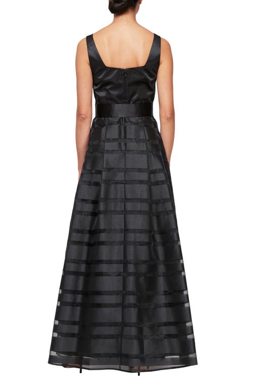 Alex Apparel Mixed Media Organza A-line Gown In Black