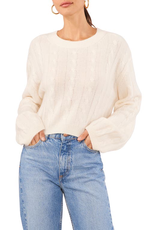 1.STATE Mixed Stitch Crewneck Sweater in Antique White 