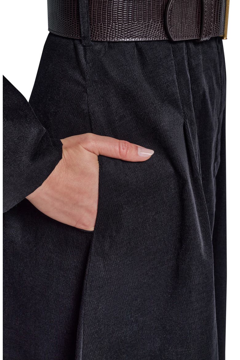 Belted Corduroy Midi Shirtdress, Alternate, color, BLACK