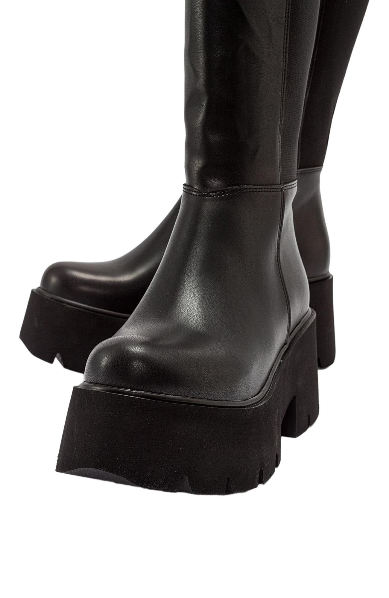 Prologue Shoes Solo Platform Boot, Alternate, color, Black Faux Leather