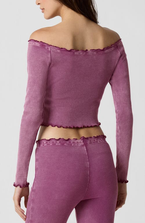 Florence By Mills Core Washed Off The Shoulder Rib Top In Purple