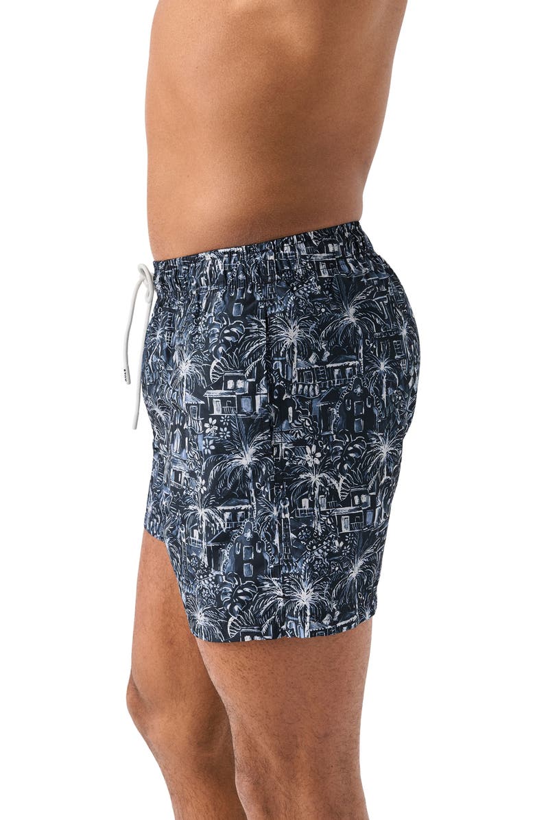 Eton Palm Tree Swim Trunks, Alternate, color, Dark Blue