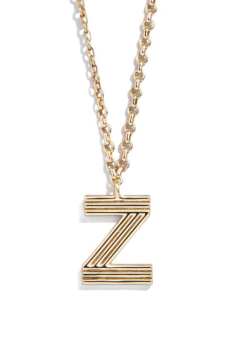 Oversize Etched Letter Initial Pendant Necklace
