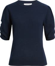 Nordstrom Ruched Short Sleeve Cashmere Sweater